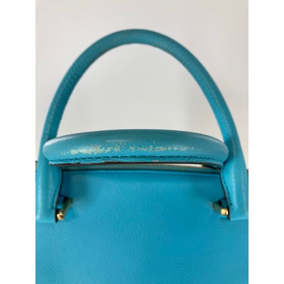 MICHAEL KORS, LARGE BLUE PEBBLED LEATHER HANDBAG - Picture 7 of 16